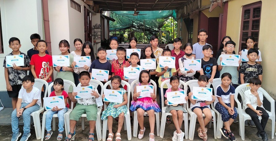 Participants of the fifth edition of math competition for Yaongyimsen school-going children (classes 1-10) held on October 4.